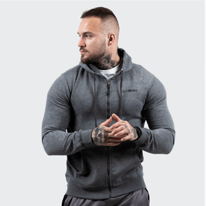 GymBeam Mikina Zipper Hoodie Grey Black
