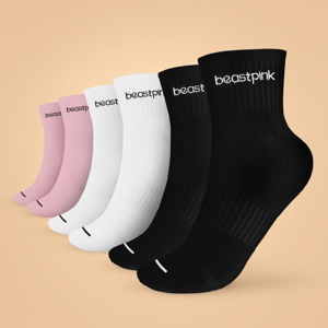 BeastPink Midhigh Socks 3Pack White Black Pink