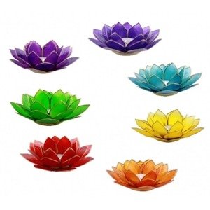 Phoenix Import Phoenix set od 7 svijećnjaka sa zlatnim obrubom Lotus - 7 čakri