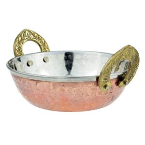 Sat Nam La Coppera Copper Kadai zdjela s ručkama od nehrđajućeg čelika i bakra Veličina: S