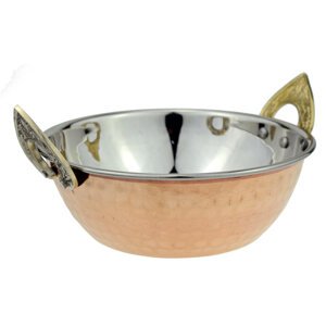 Sat Nam La Coppera Copper Kadai zdjela s ručkama od nehrđajućeg čelika i bakra Veličina: L