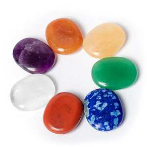Phoenix Import Worry Stone set poliranog ovalnog poludragog kamenja za umirenje - 7 čakri 2,5 cm