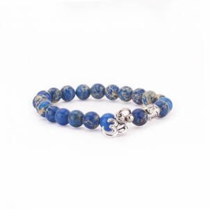 Bodhi Yoga Bodhi Mala náramok modrý jaspis Buddha Om