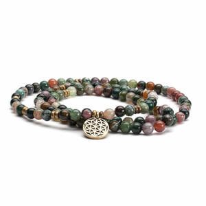 Bodhi Yoga Bodhi Mala velika narukvica Indijski Achate s cvijetom života