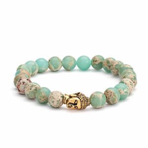 Bodhi Yoga Bodhi Mala Serpentinite pastelna narukvica s Budinom glavom