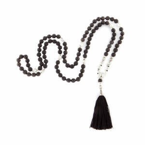 Bodhi Yoga Bodhi Mala ogrlica Lava Stone / s crnom resom, 108 perli