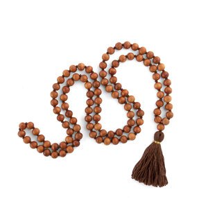 Bodhi Yoga Bodhi Mala ogrlica s mirisom sandalovine s resicama u boji 108 perli Boja: smeđa