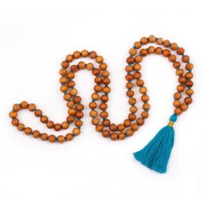Bodhi Yoga Bodhi Mala ogrlica s mirisom sandalovine s resicama u boji 108 perli Boja: tirkizna