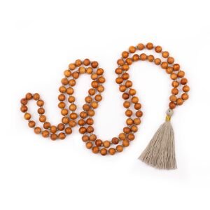 Bodhi Yoga Bodhi Mala ogrlica s mirisom sandalovine s resicama u boji 108 perli Boja: siva