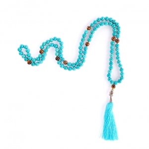 Bodhi Yoga Bodhi Mala tirkizna ogrlica s tigrovim okom, 108 perli