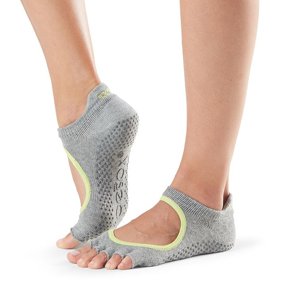 Čarape s protukliznim nogavicama Toesox Halftoe Bellarina Grip boje Heather siva, limeta blijedo siva Veličina: S 36-38