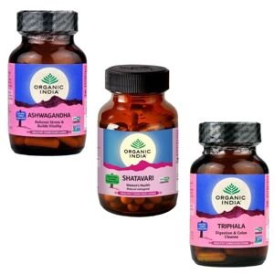 Organic India PAKET Ashwagandha, Shatavari, Triphala 3 x 60 kom