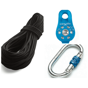 Aerialsilks Aerial Pulley set od užeta, kolotura i 2 karabinera Dužina: 10 m