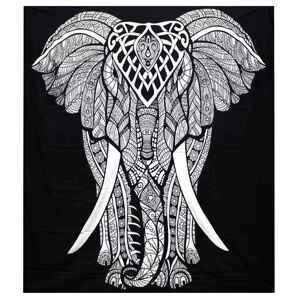 Ancient Wisdom AWG Black & White pokrivač za krevet Elephant 230x200 cm