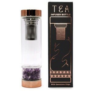Ancient Wisdom Flexity boca za čaj od kristalnog stakla Rose Gold Amethyst 500 ml