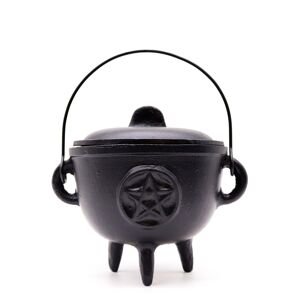 Ancient Wisdom Pentagram ritualnog kotla od lijevanog željeza / trostruki mjesec Verzija: Veľký Liatinový Kotlík s Trojitým Mesiacom, 12 x 15 cm
