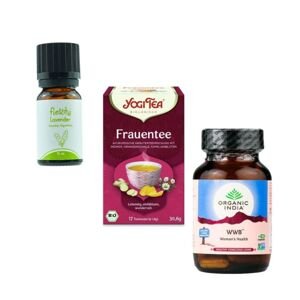 Flexity WOMEN'S HEALTH Paket - Lavanda, Yogi Women's Tea, Organic India Women's Health kapsule hormonska ravnoteža