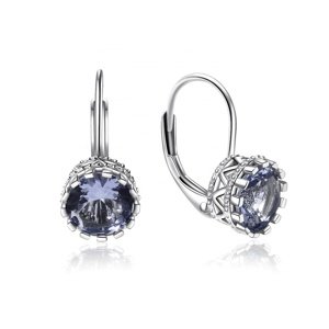 Tachyon Technologies Tachyon Flower Earrings srebrne naušnice 7 mm Boja: ljubičasta - ametist