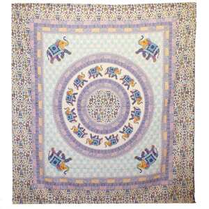 Ancient Wisdom Zidna plahta/deka 212 x 193 cm Boja: Slonia Mandala - Tyrkysová/Modrá na Krémovej